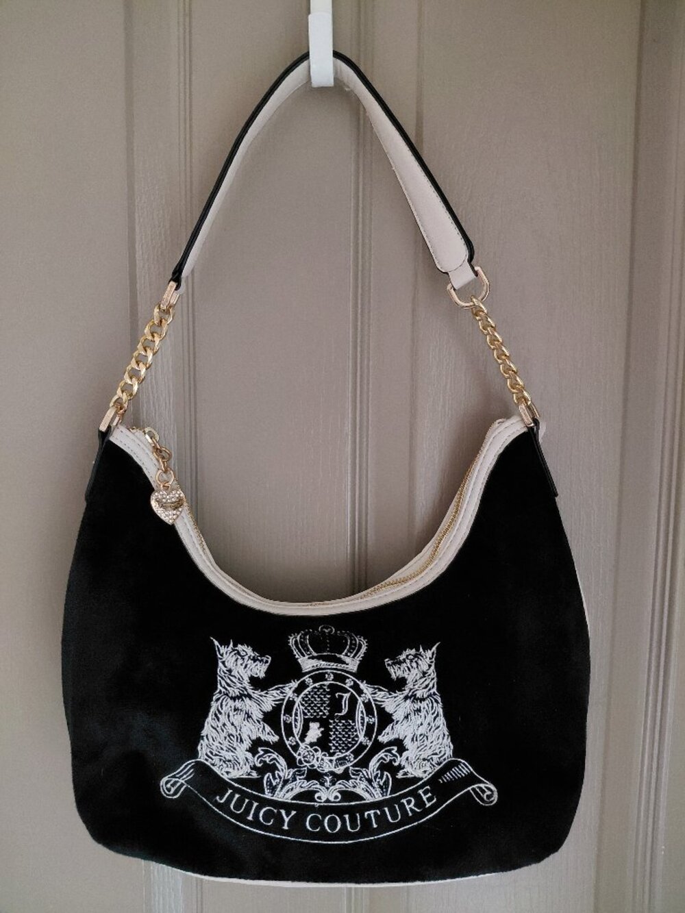 Juicy Couture Black Velour Shoulder Bag
